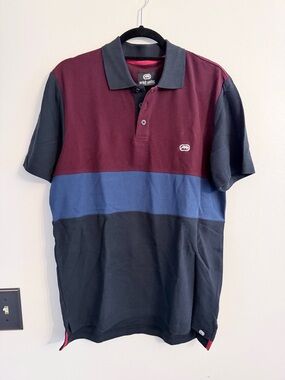 Ecko Unlimited Men’s Polo in Burgundy, Blue & Black